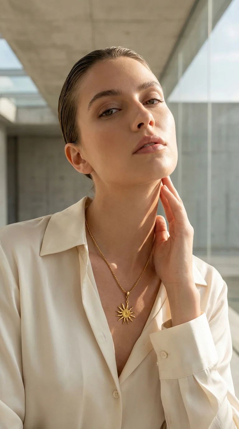 Envy Sun Charm Box Chain Pendant Necklace