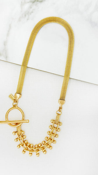 Envy Ball Jointed Chain T-Bar Link Necklace