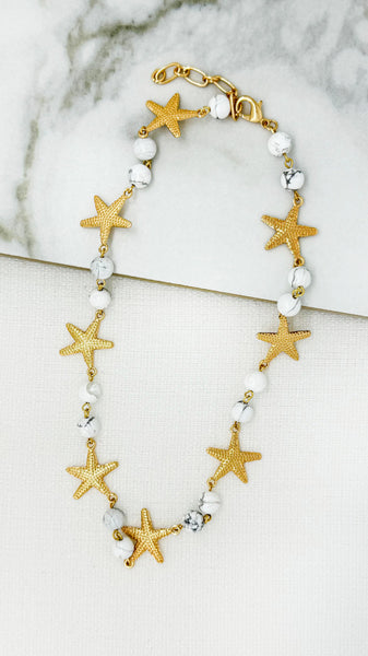 Envy Starfish & Bead Short Necklace