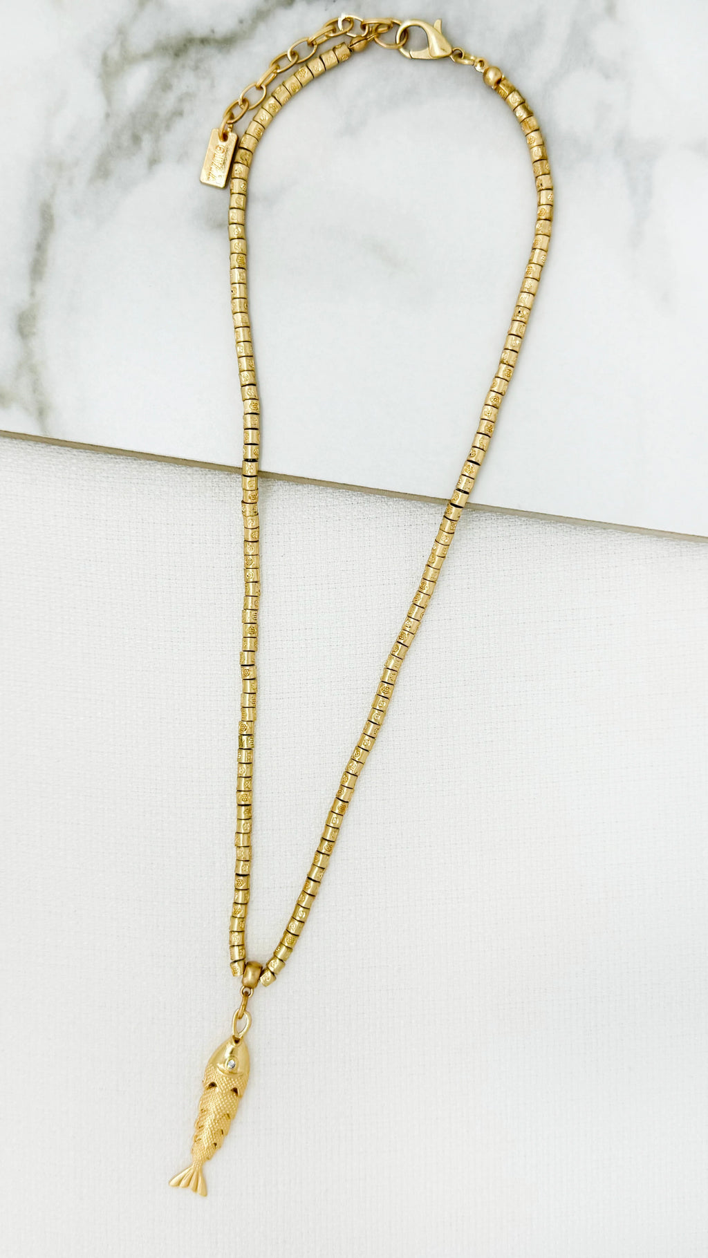 Envy Articulated Fish Charm Pendant Necklace - Gold