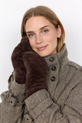 Soyaconcept Vendla Faux Fur Mittens - Chocolate