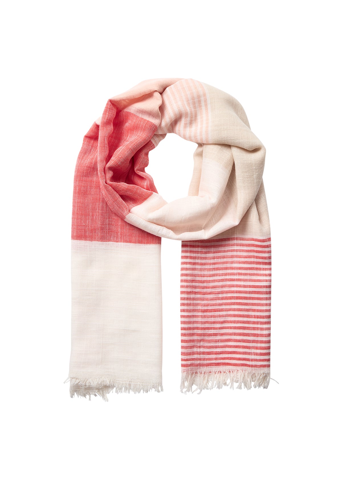 Soyaconcept Franja Block Colour Mixed Stripe Scarf - Pink