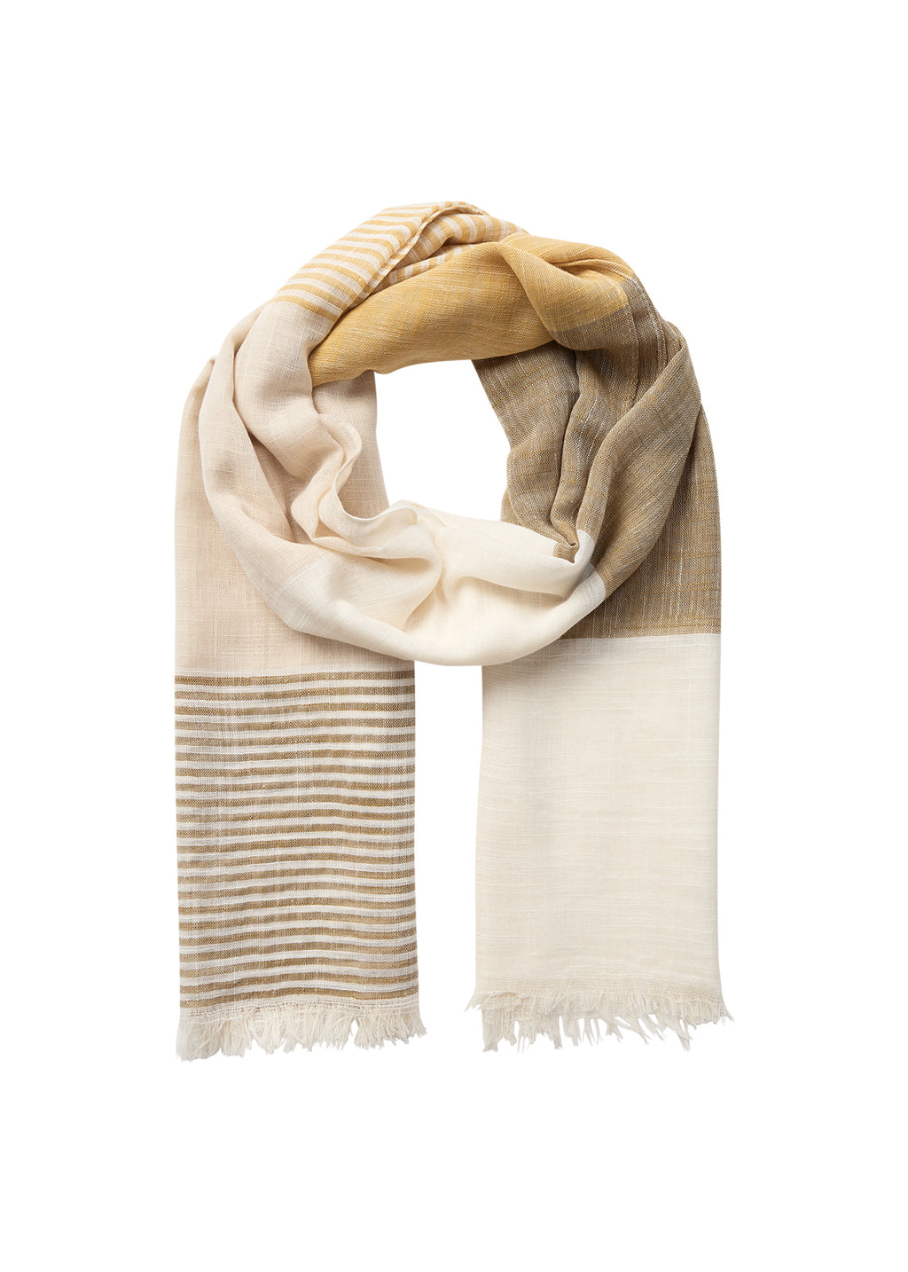 Soyaconcept Franja Block Colour Mixed Stripe Scarf - Beige