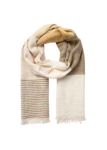 Soyaconcept Franja Block Colour Mixed Stripe Scarf - Beige