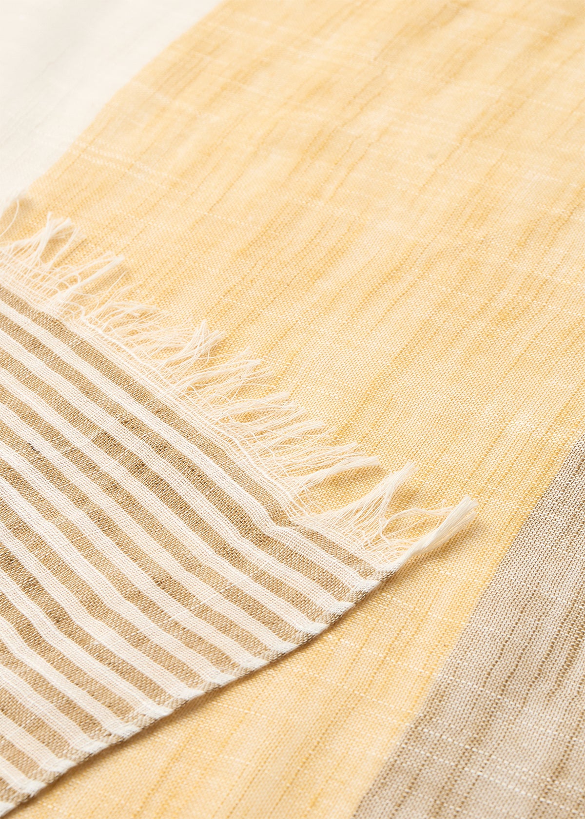 Soyaconcept Franja Block Colour Mixed Stripe Scarf - Beige
