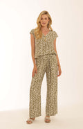 Pomodoro Chevron Patterned Belted Wide Leg Trousers