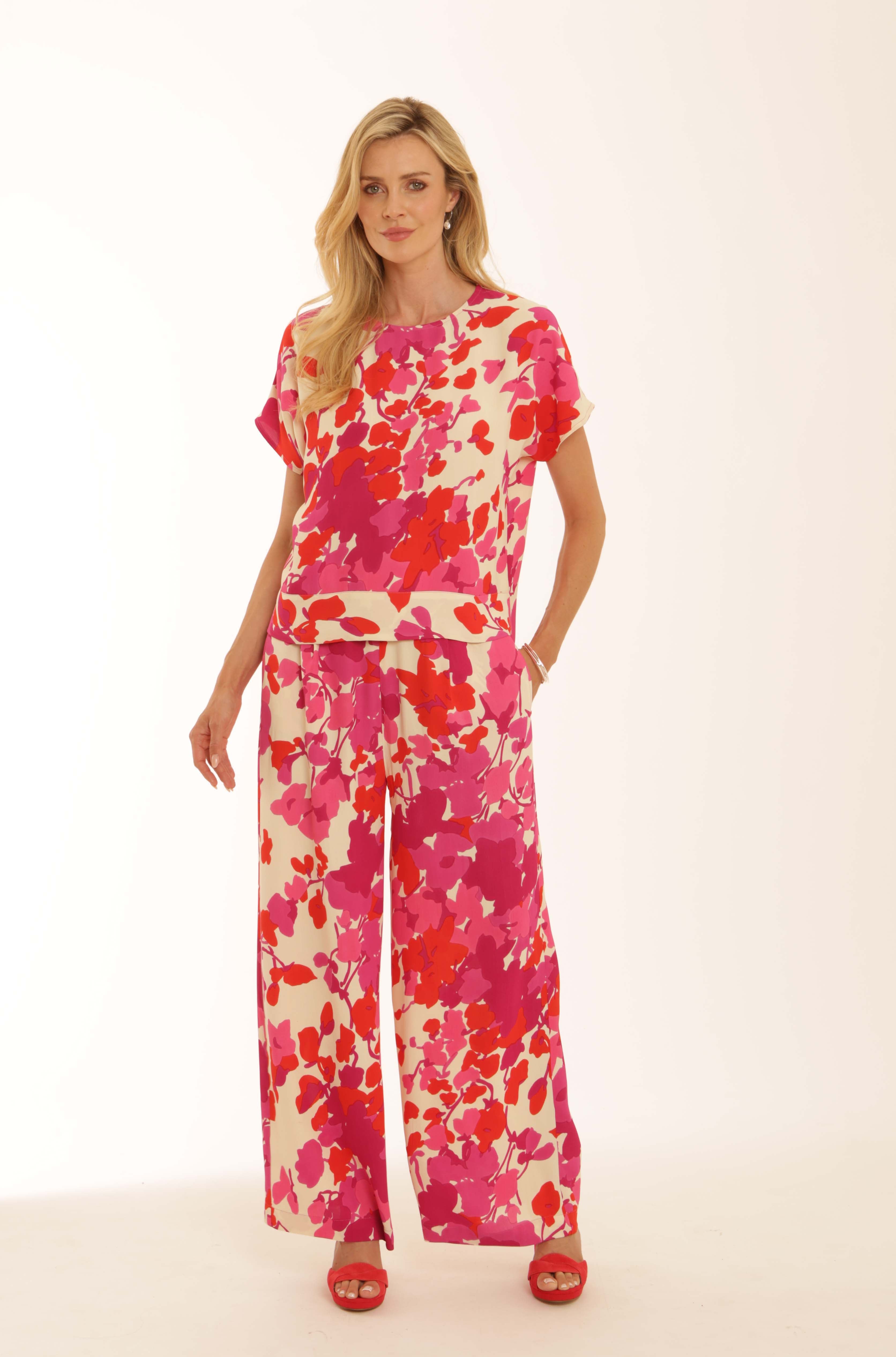 Pomodoro Floaty Trailing Flower Wide Leg Trousers
