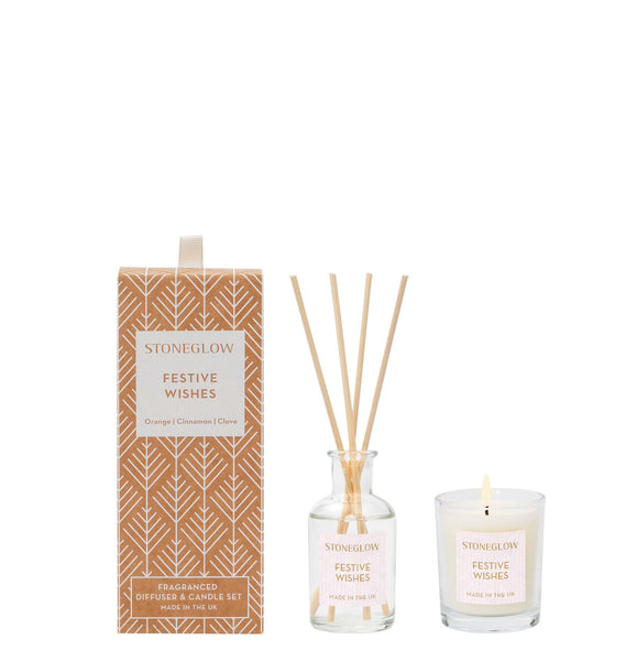 Stoneglow Festive Wishes Candle & Diffuser Gift Set