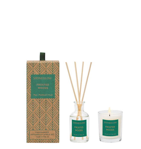 Stoneglow Frosted Woods Candle & Diffuser Gift Set