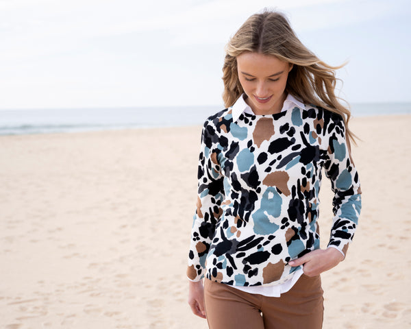 Marble Fashions Animal Print Round Neck Jumper