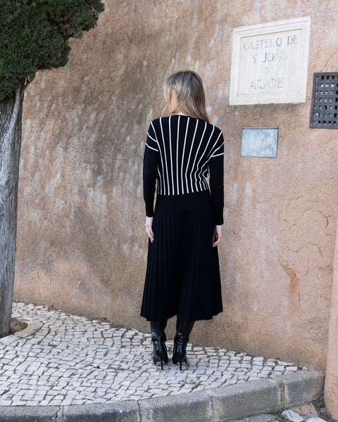 Marble Fashions Vertical Stripe Batwing Jumper