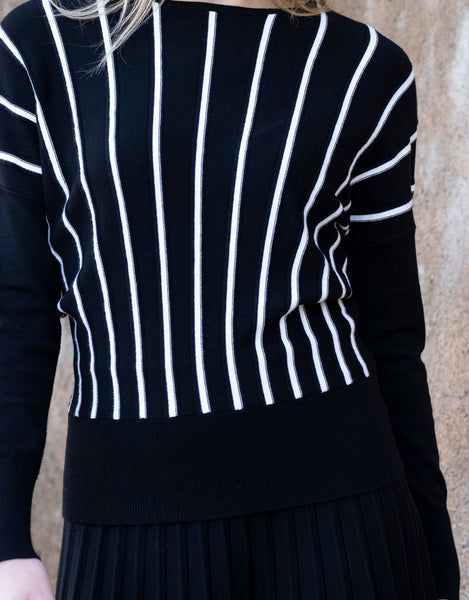 Marble Fashions Vertical Stripe Batwing Jumper