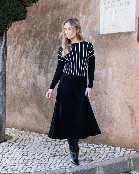 Marble Fashions Vertical Stripe Batwing Jumper