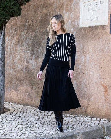Marble Fashions Vertical Stripe Batwing Jumper