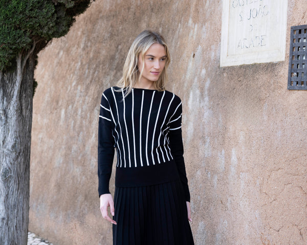 Marble Fashions Vertical Stripe Batwing Jumper