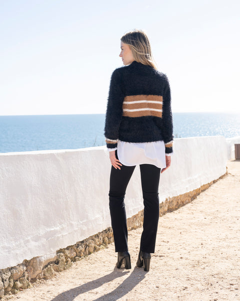 Marble Fashions Fluffy Stripe Turtleneck Knit
