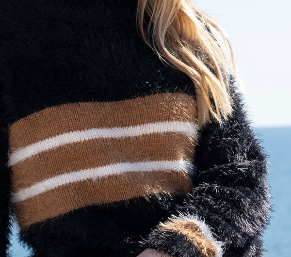 Marble Fashions Fluffy Stripe Turtleneck Knit