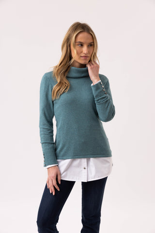 Marble Fashions Cowl Neck Knit - Seafoam Blue