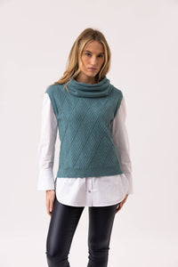 Marble Fashions Cowl Neck Sleeveless Knit - Seafoam