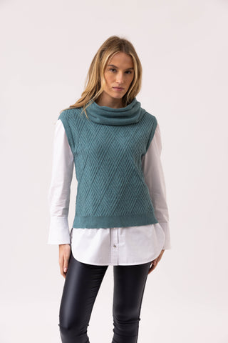 Marble Fashions Cowl Neck Sleeveless Knit - Seafoam