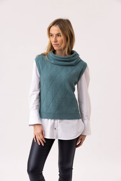 Marble Fashions Cowl Neck Sleeveless Knit - Seafoam