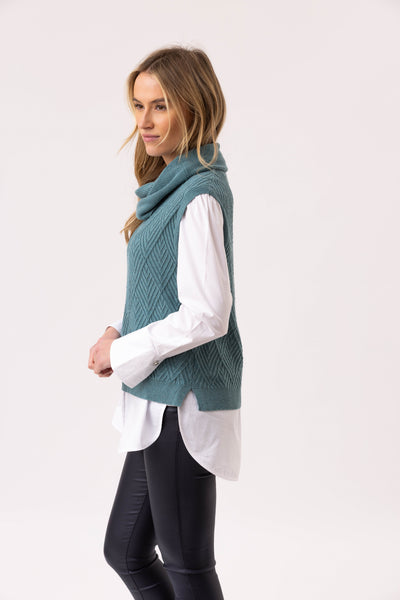 Marble Fashions Cowl Neck Sleeveless Knit - Seafoam