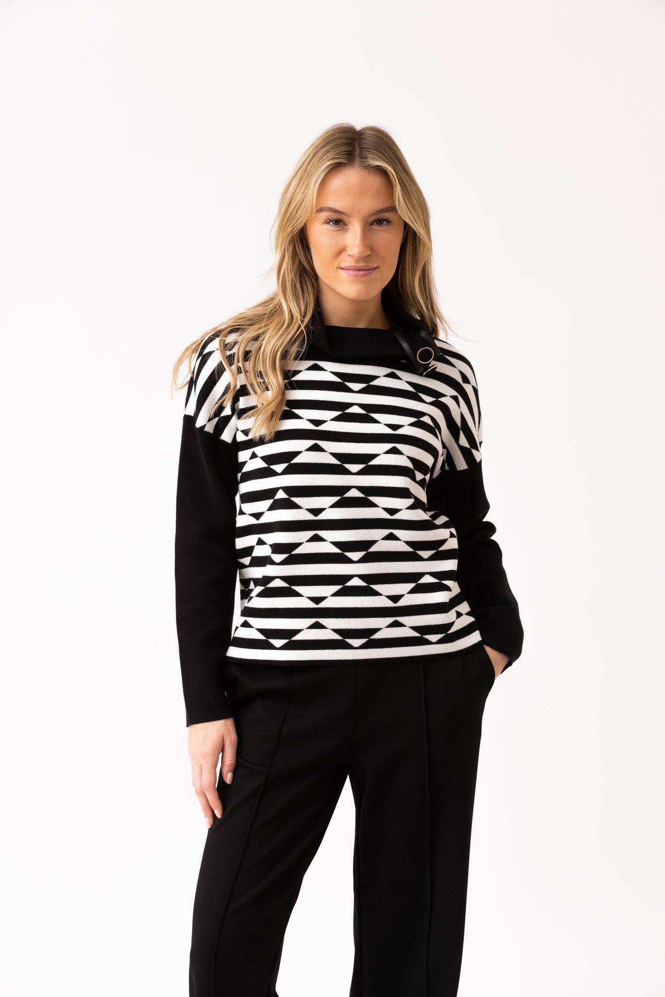 Marble Fashions Pattern Jumper with Button Collar