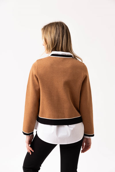 Marble Fashions Colour Block Cardigan - Tan