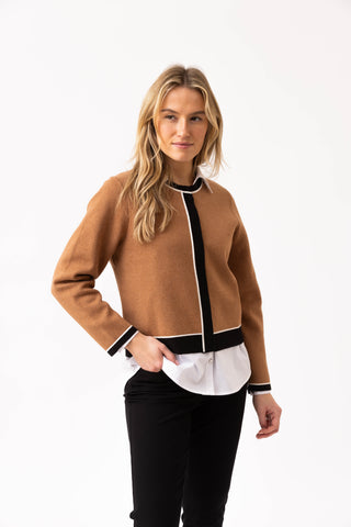 Marble Fashions Colour Block Cardigan - Tan