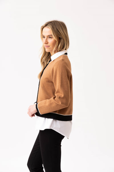 Marble Fashions Colour Block Cardigan - Tan