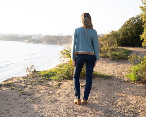 Marble Fashions Colour Block Cardigan - Seafoam
