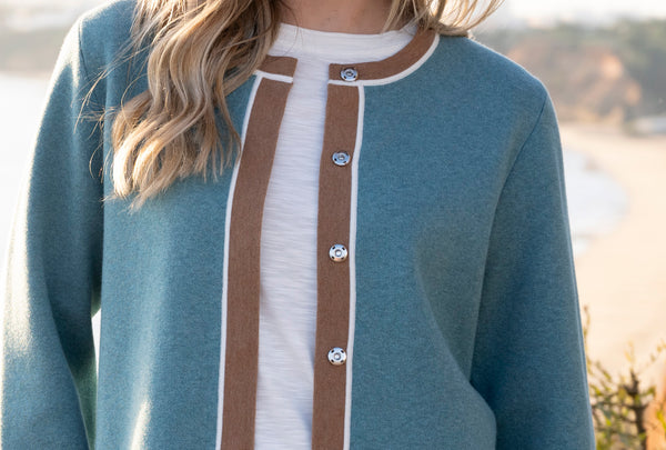 Marble Fashions Colour Block Cardigan - Seafoam