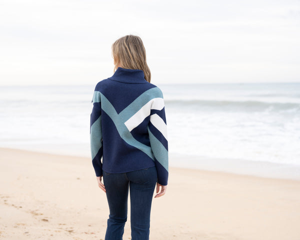 Marble Fashions Chevron Colour Block Cowl Knit