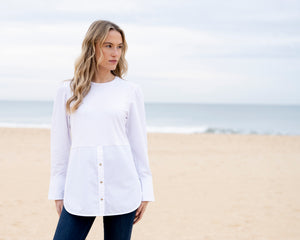 Marble Fashions Longline Jersey With Shirt Detailing