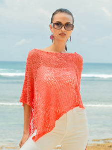 Suzie Blue Popcorn Knitted Poncho