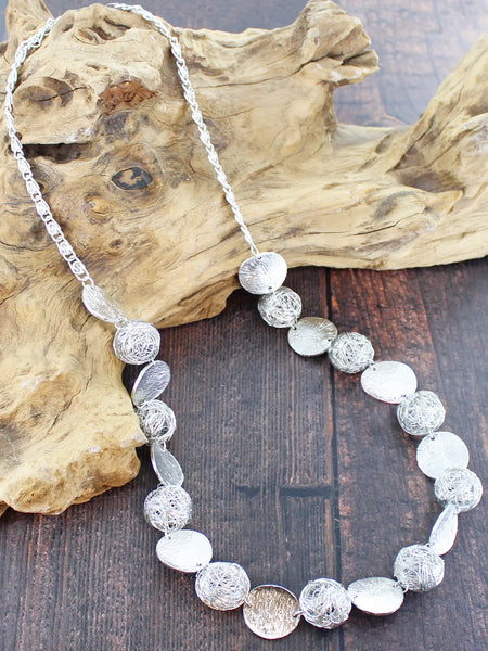 Suzie Blue Mesh & Ball Necklace