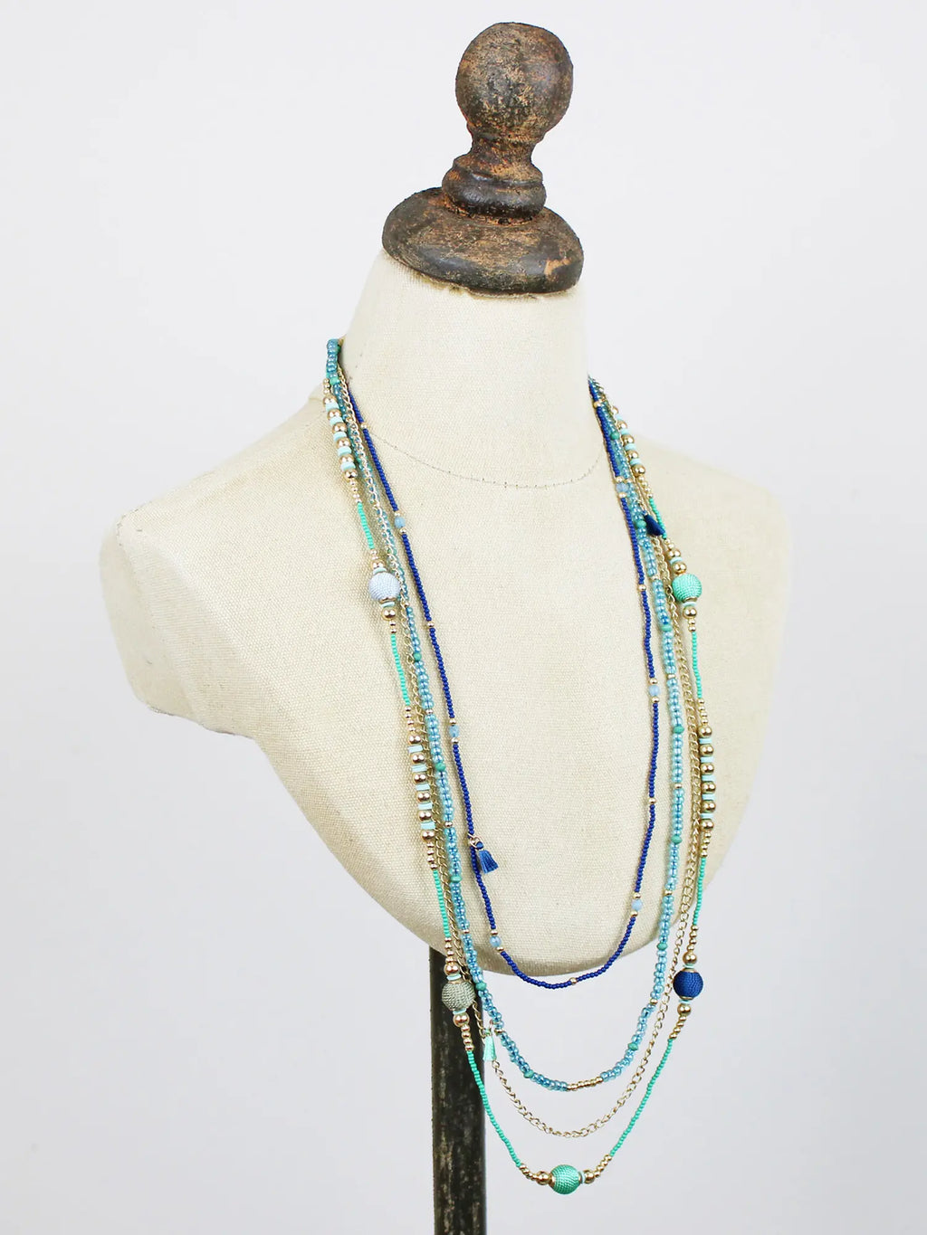 Suzie Blue Four Strand Beaded Necklace