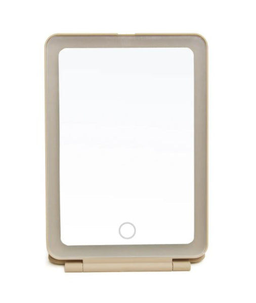 Alice Wheeler LED Light Up Soft Touch Travel Mirror - Stone