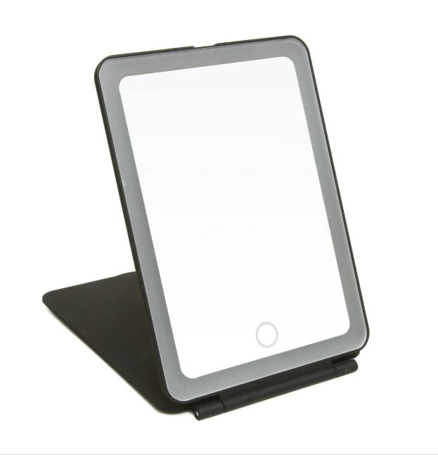 Alice Wheeler LED Light Up Soft Touch Travel Mirror - Black