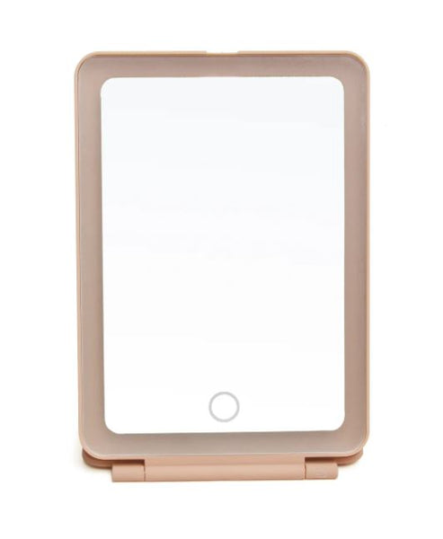 Alice Wheeler LED Light Up Soft Touch Travel Mirror - Pink