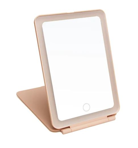 Alice Wheeler LED Light Up Soft Touch Travel Mirror - Pink