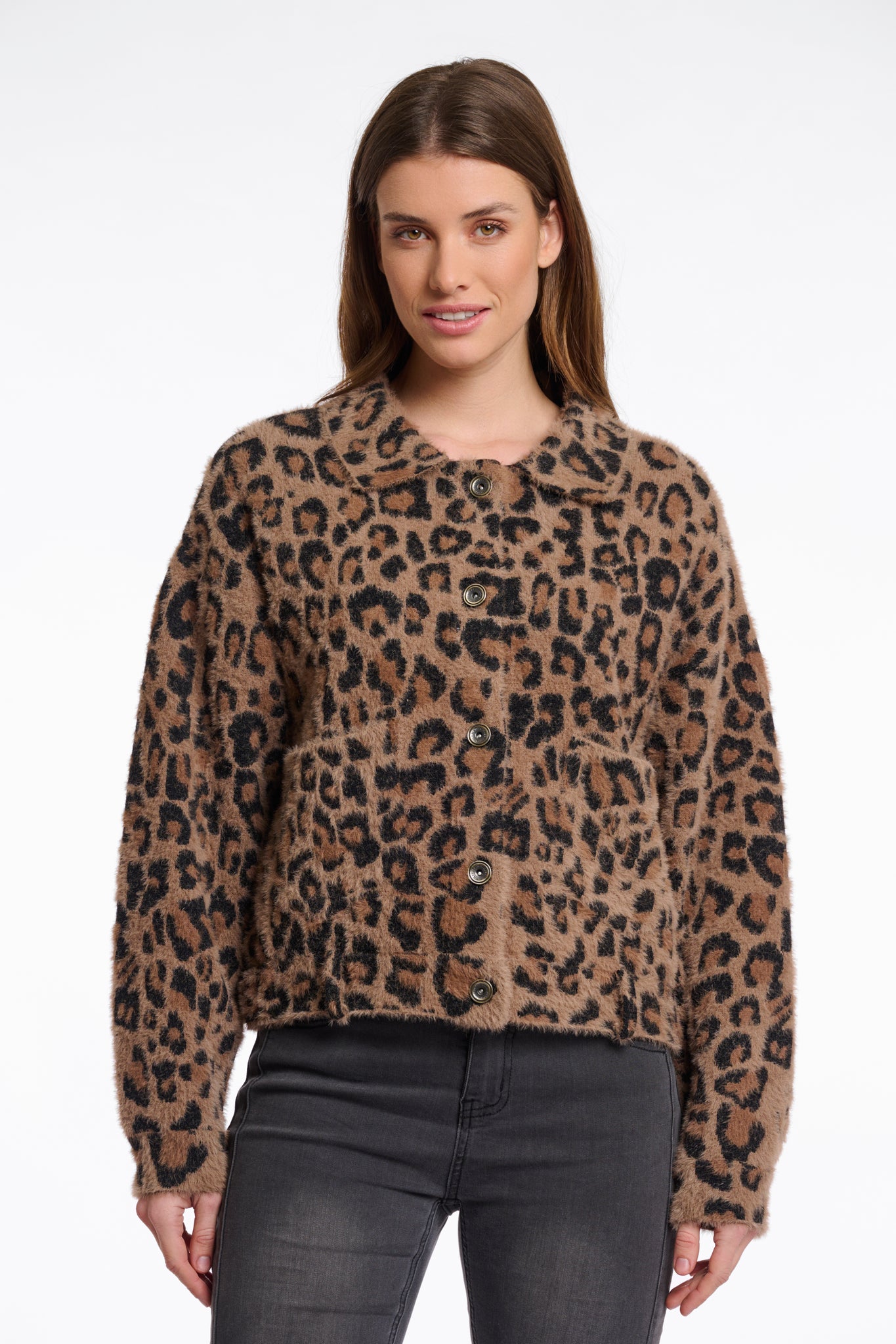 Rino & Pelle Bubbly Leopard Print Boxy Jacket