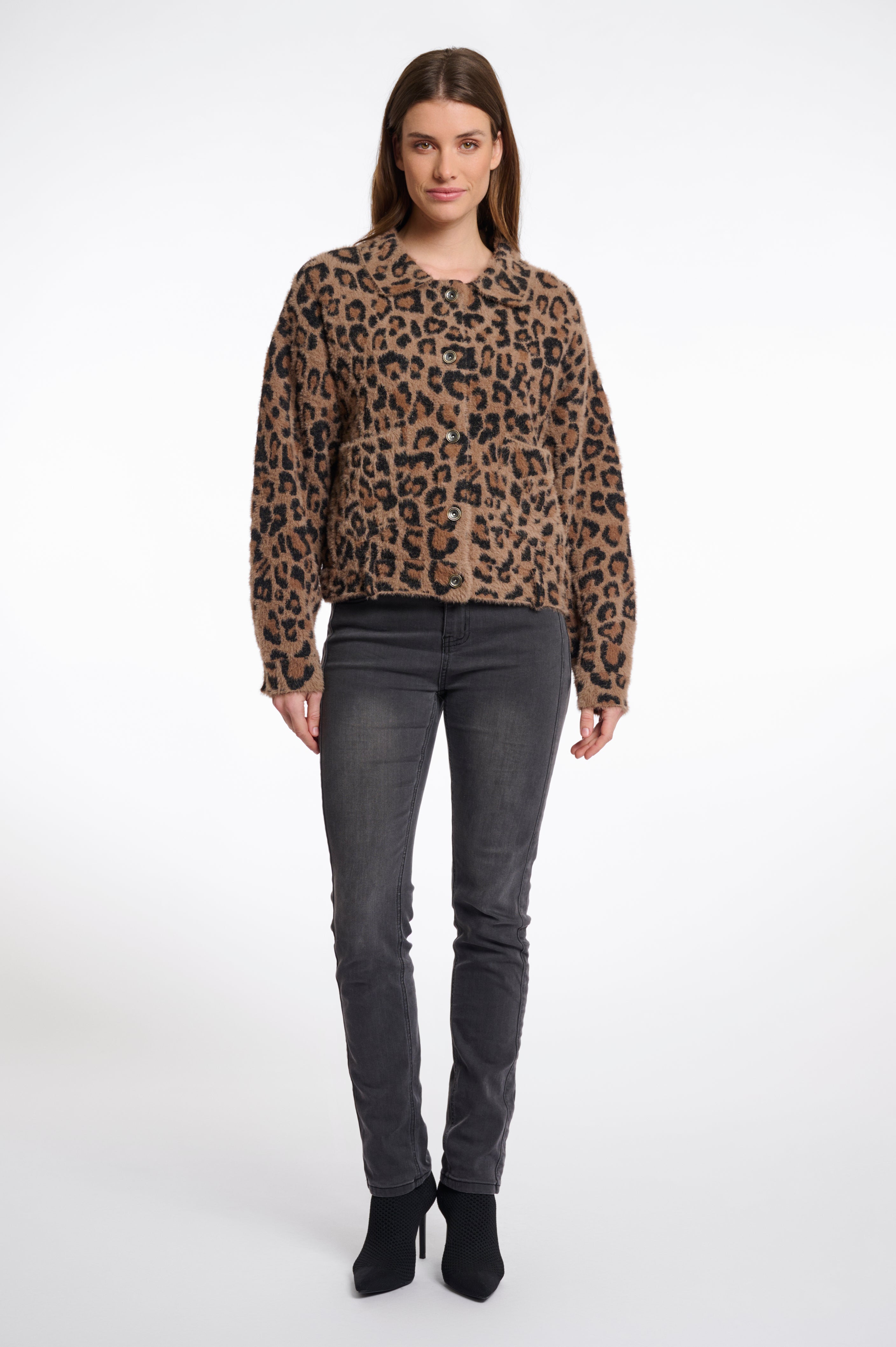 Rino & Pelle Bubbly Leopard Print Boxy Jacket