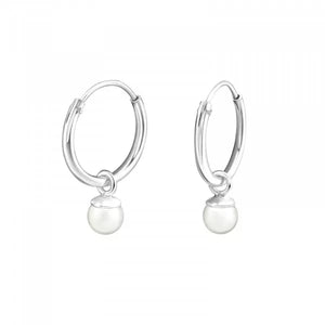 Hollie Tree Mini Sterling Silver Pearl Hoop Earrings