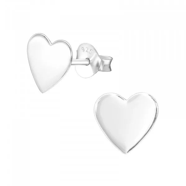 Hollie Tree Flat Heart Sterling Silver Studs