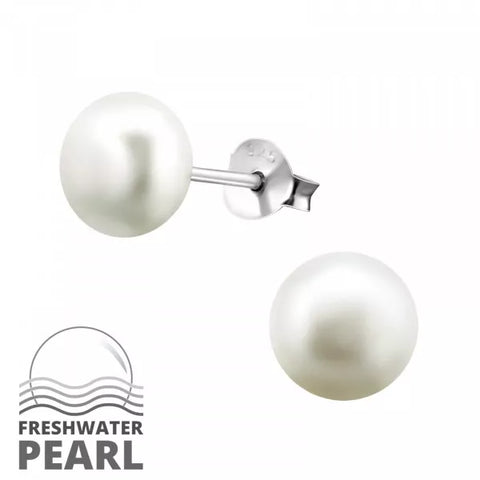 Hollie Tree Sterling Silver White Pearl Studs