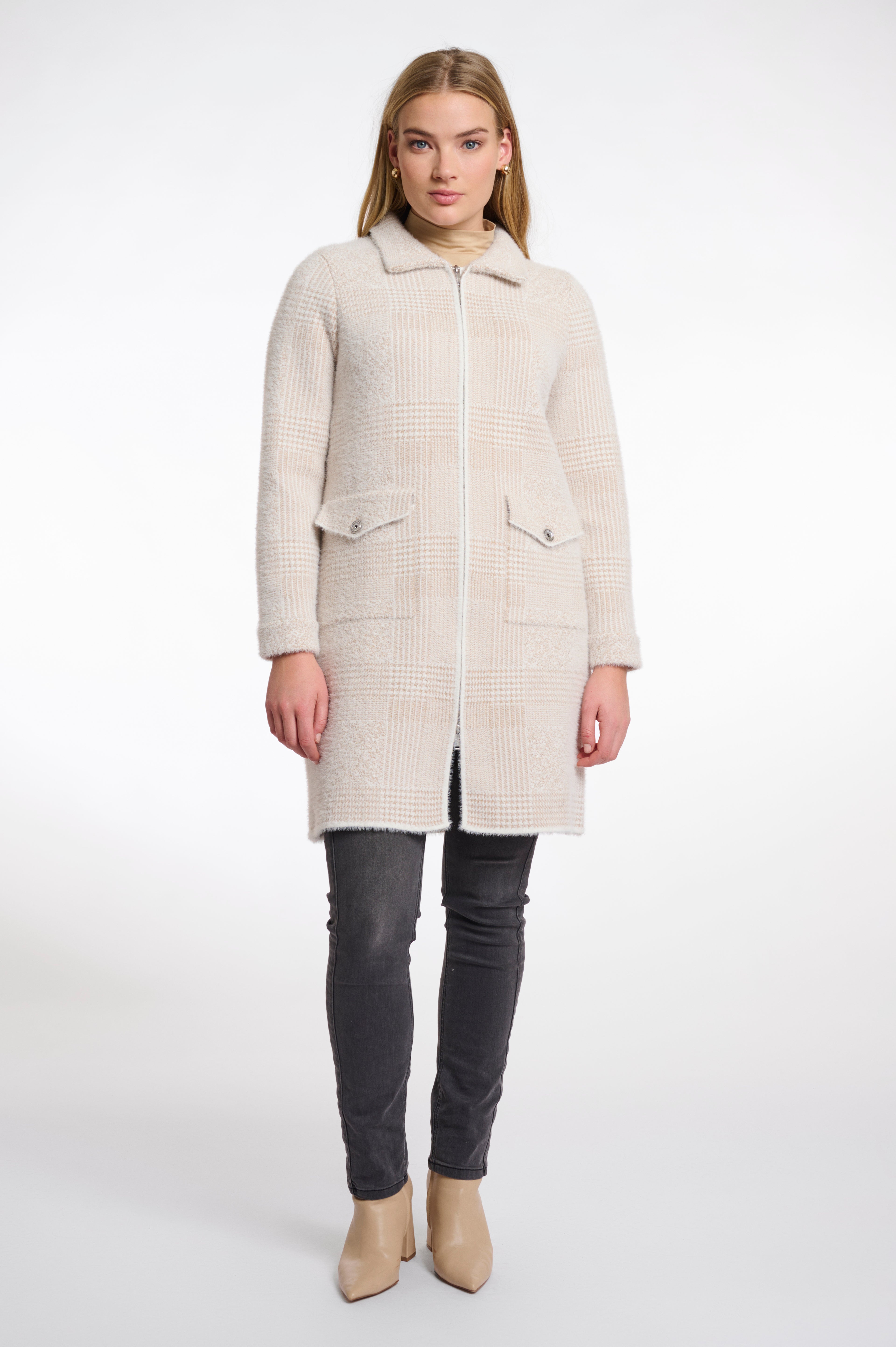 Rino & Pelle Emery Long Zip Check Cardigan