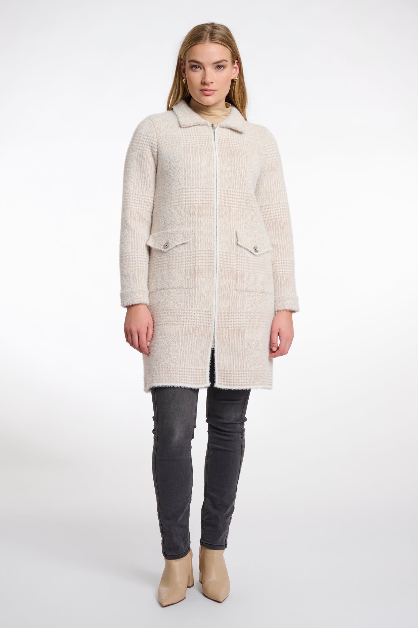 Rino & Pelle Emery Long Zip Check Cardigan