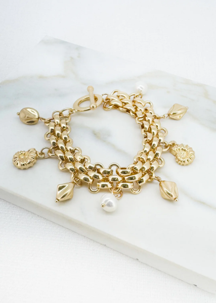 Envy Heritage Chain with Pearl and Shell Charms Bracelet