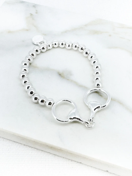 Envy Horsebit Detail Bead Chain Bracelet - Silver